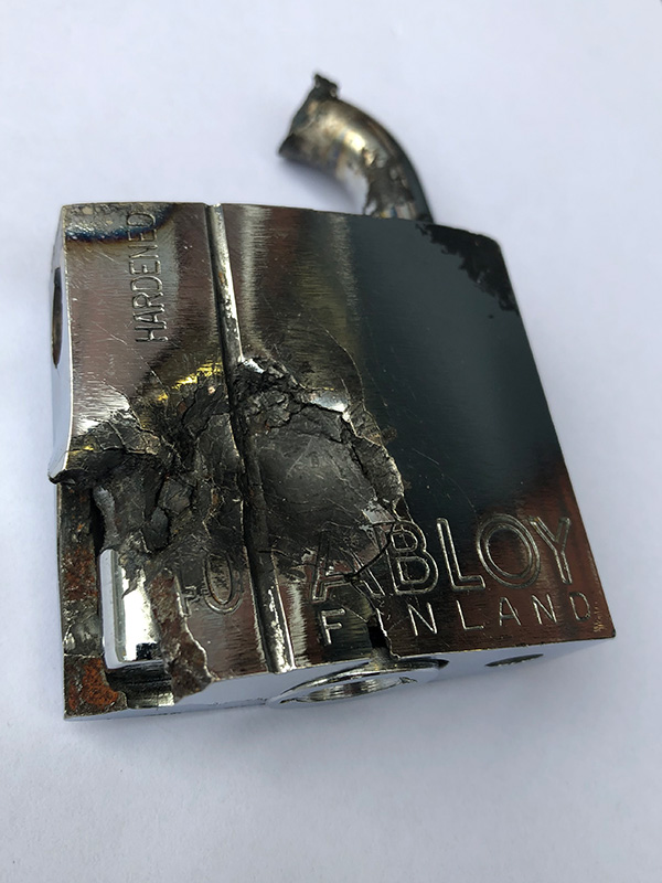 Shot up _ ABLOY 340 series padlock